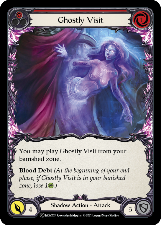 Ghostly Visit (Red) (Rainbow Foil) [U-MON203-RF] Unlimited Edition Rainbow Foil | Shuffle n Cut Hobbies & Games