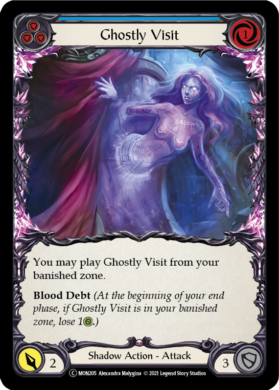 Ghostly Visit (Blue) (Rainbow Foil) [U-MON205-RF] Unlimited Edition Rainbow Foil | Shuffle n Cut Hobbies & Games