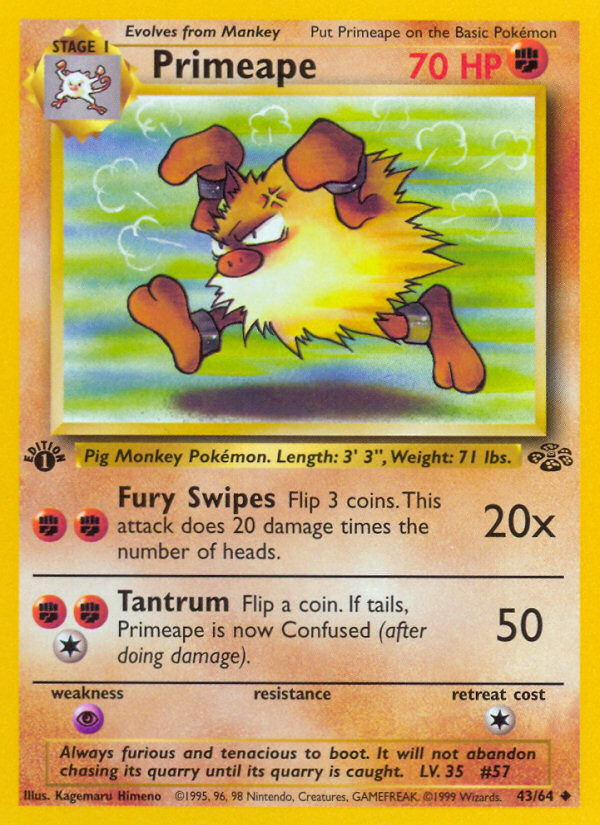 Primeape (43/64) [Jungle 1st Edition] | Shuffle n Cut Hobbies & Games