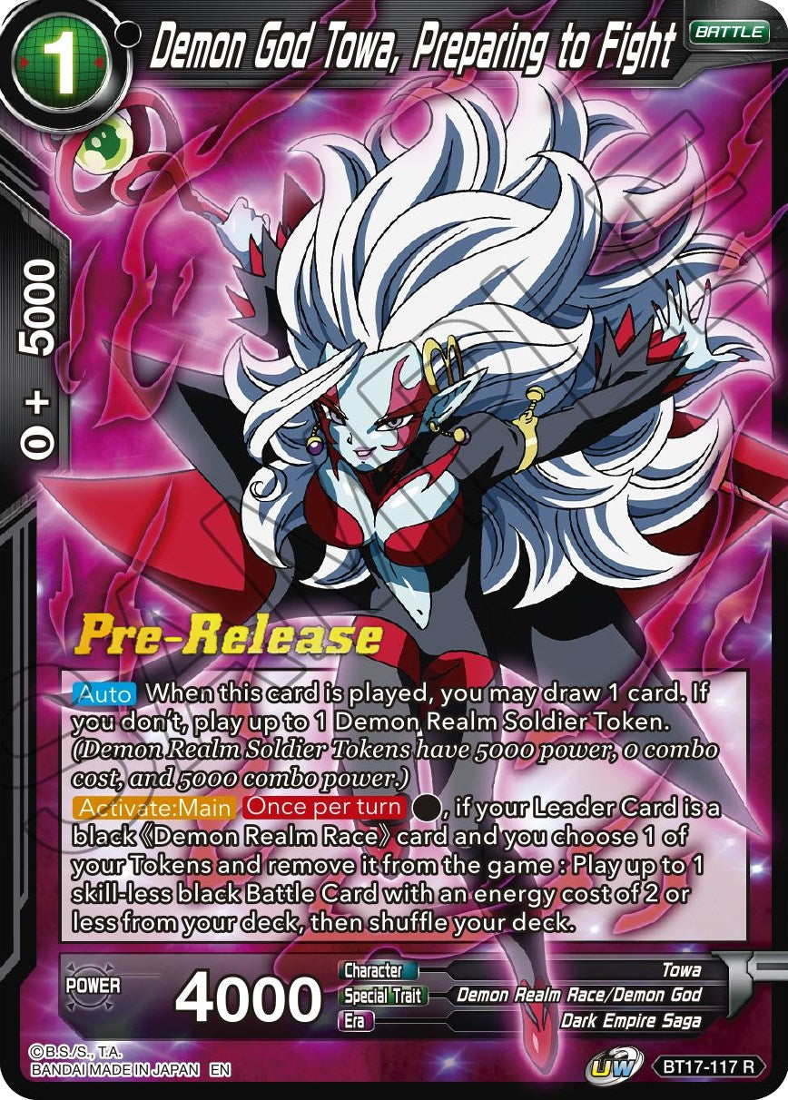 Demon God Towa, Preparing to Fight (BT17-117) [Ultimate Squad Prerelease Promos] | Shuffle n Cut Hobbies & Games