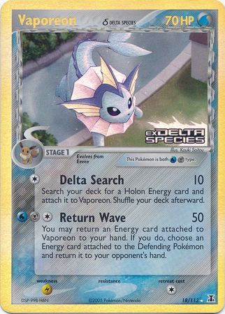 Vaporeon (18/113) (Delta Species) (Stamped) [EX: Delta Species] | Shuffle n Cut Hobbies & Games