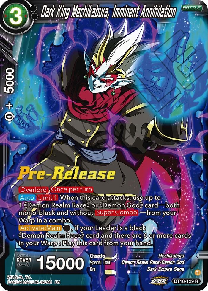 Dark King Mechikabura, Imminent Annihilation (BT18-129) [Dawn of the Z-Legends Prerelease Promos] | Shuffle n Cut Hobbies & Games