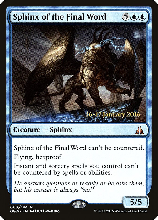 Sphinx of the Final Word [Oath of the Gatewatch Prerelease Promos] | Shuffle n Cut Hobbies & Games