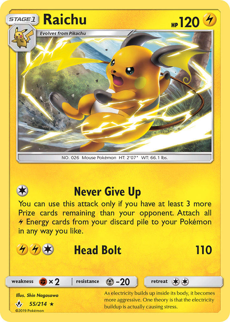 Raichu (55/214) [Sun & Moon: Unbroken Bonds] | Shuffle n Cut Hobbies & Games