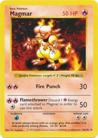 Magmar (36/102) [Base Set Shadowless Unlimited] | Shuffle n Cut Hobbies & Games