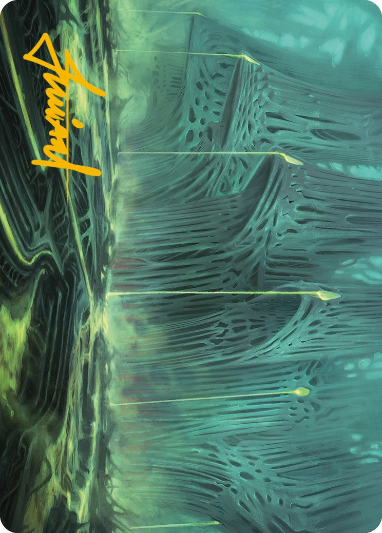 Swamp Art Card (Gold-Stamped Signature) [Phyrexia: All Will Be One Art Series] | Shuffle n Cut Hobbies & Games