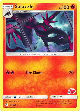 Salazzle (34/236) (Charizard Stamp #49) [Battle Academy 2020] | Shuffle n Cut Hobbies & Games