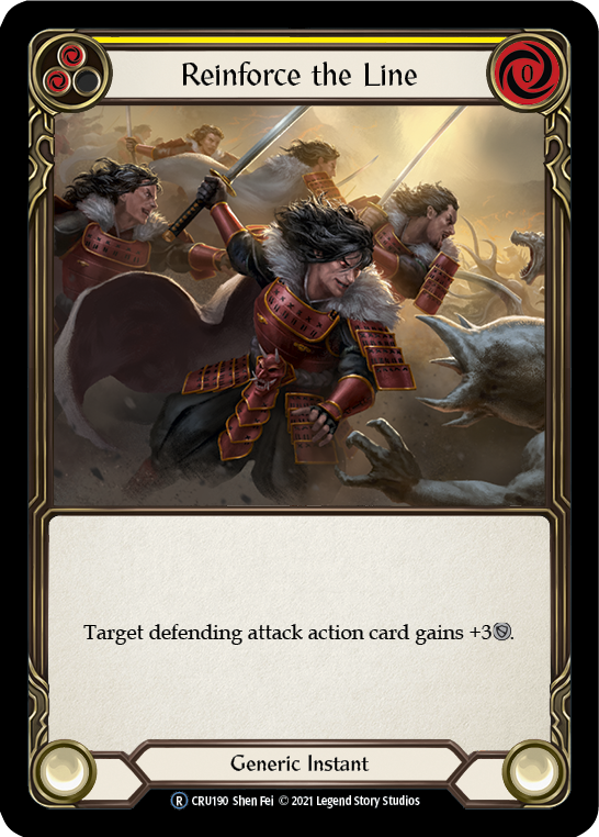 Reinforce the Line (Yellow) (Rainbow Foil) [CRU190-RF] Unlimited Rainbow Foil | Shuffle n Cut Hobbies & Games