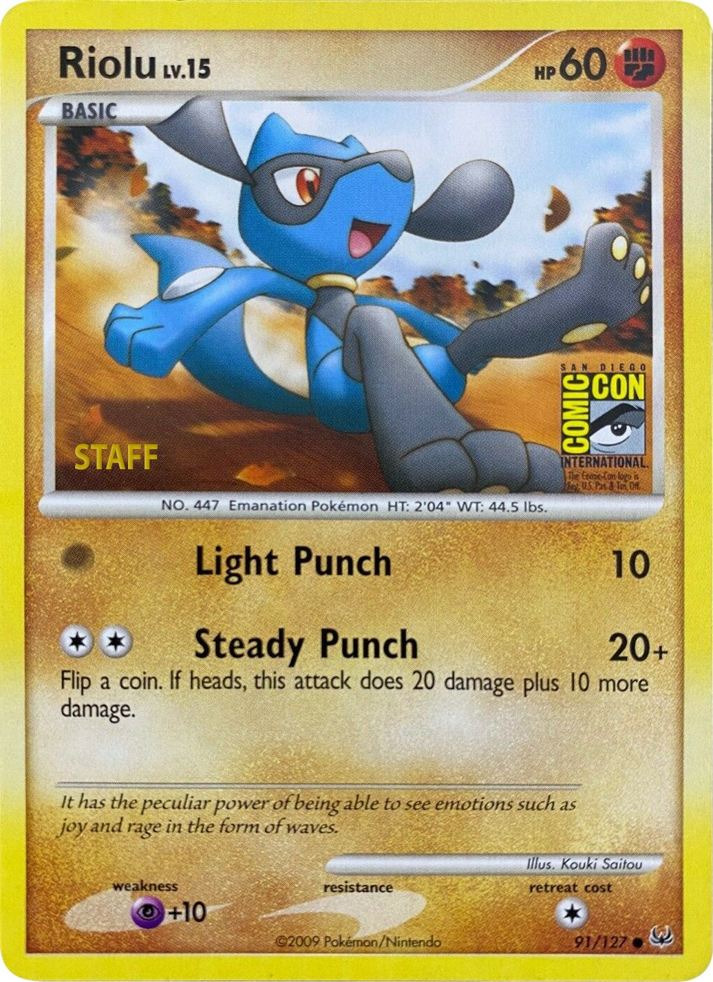 Riolu (91/127) (SDCC 2009) (Staff) [Platinum: Base Set] | Shuffle n Cut Hobbies & Games