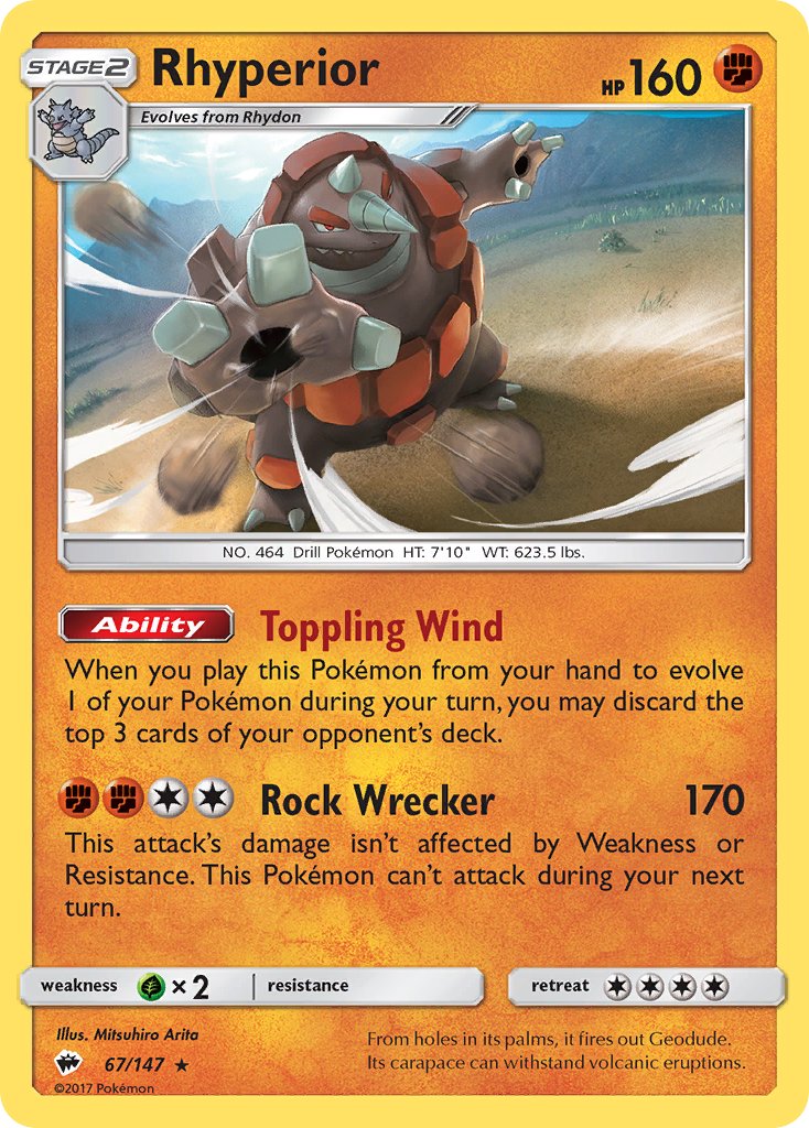 Rhyperior (67/147) (Theme Deck Exclusive) [Sun & Moon: Burning Shadows] | Shuffle n Cut Hobbies & Games