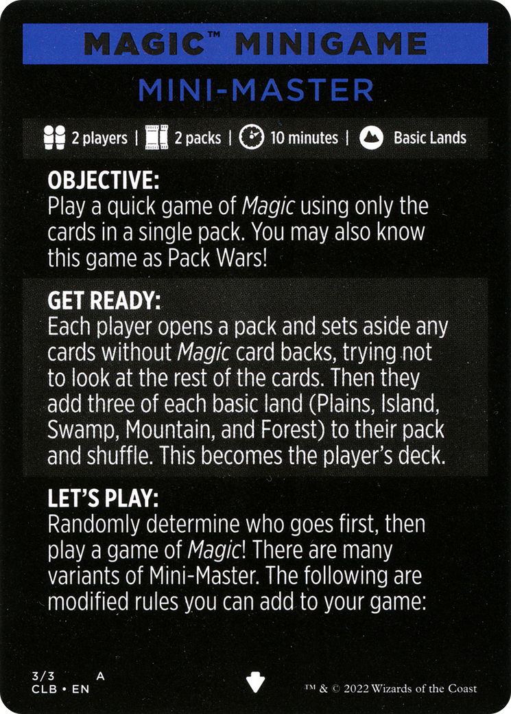 Mini-Master (Magic Minigame) [Commander Legends: Battle for Baldur's Gate Minigame] | Shuffle n Cut Hobbies & Games