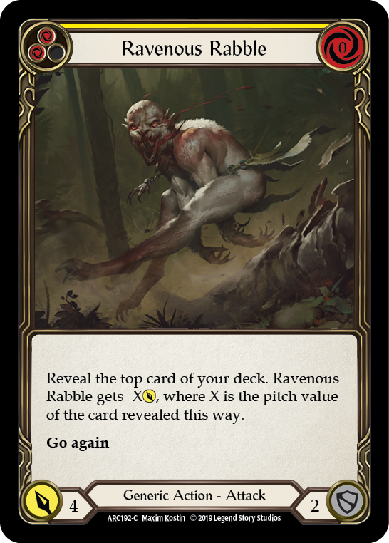 Ravenous Rabble (Yellow) [ARC192-C] 1st Edition Rainbow Foil | Shuffle n Cut Hobbies & Games