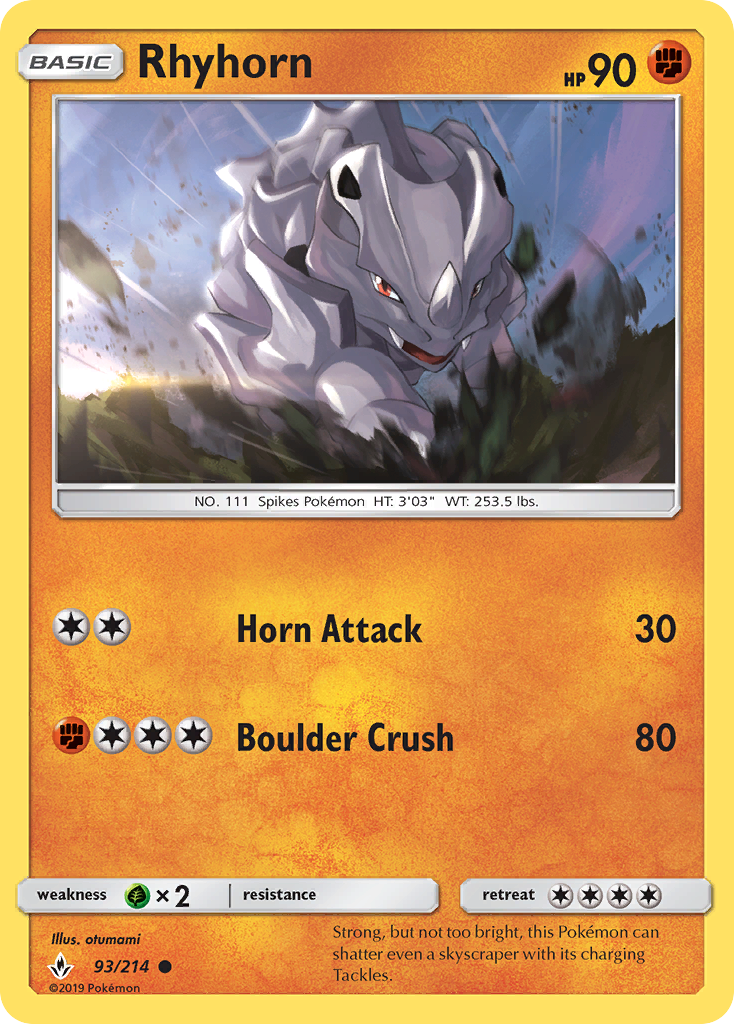Rhyhorn (93/214) [Sun & Moon: Unbroken Bonds] | Shuffle n Cut Hobbies & Games