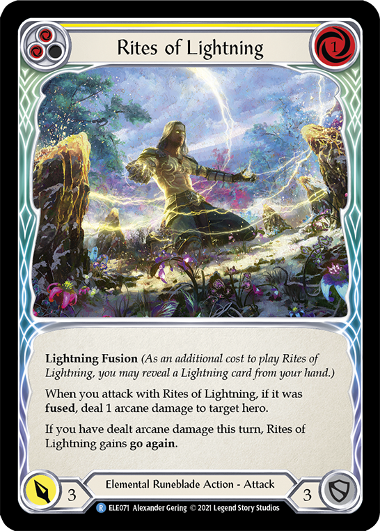 Rites of Lightning (Yellow) [ELE071] (Tales of Aria)  1st Edition Rainbow Foil | Shuffle n Cut Hobbies & Games