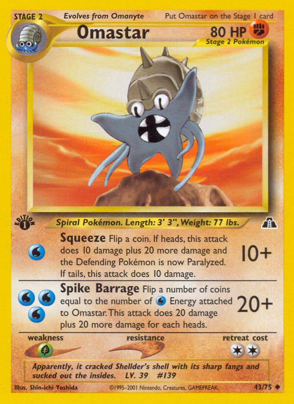 Omastar (43/75) [Neo Discovery 1st Edition] | Shuffle n Cut Hobbies & Games