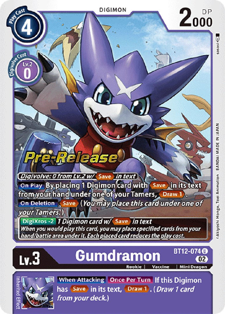 Gumdramon [BT12-074] [Across Time Pre-Release Cards] | Shuffle n Cut Hobbies & Games