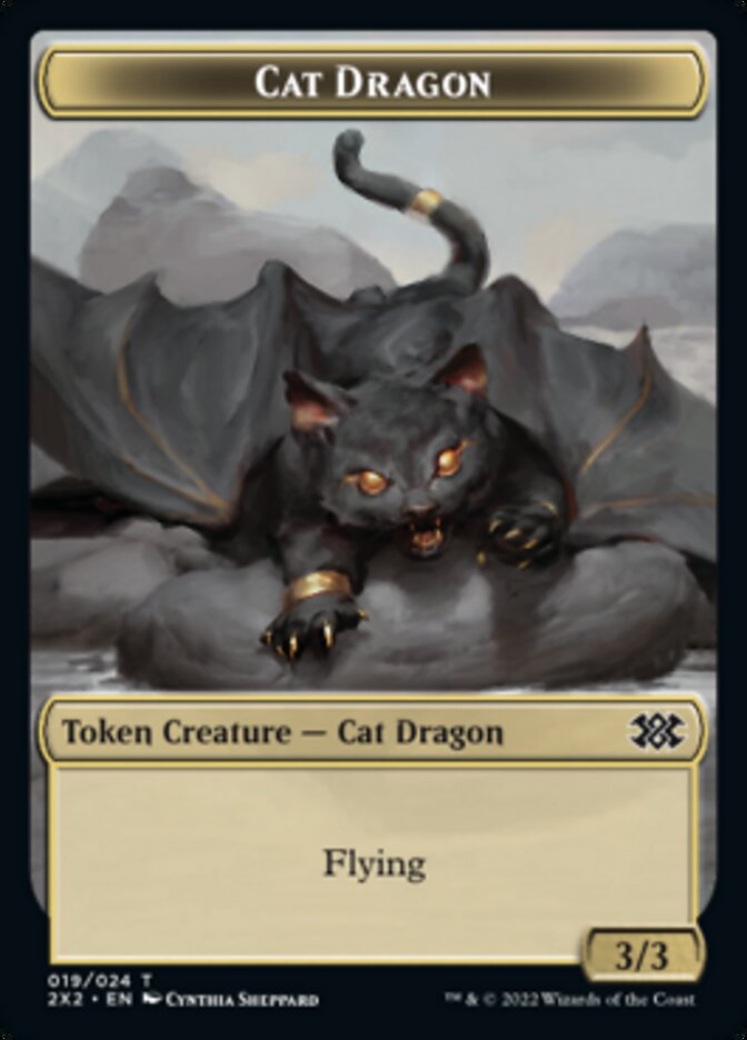Cat Dragon // Soldier Double-Sided Token [Double Masters 2022 Tokens] | Shuffle n Cut Hobbies & Games