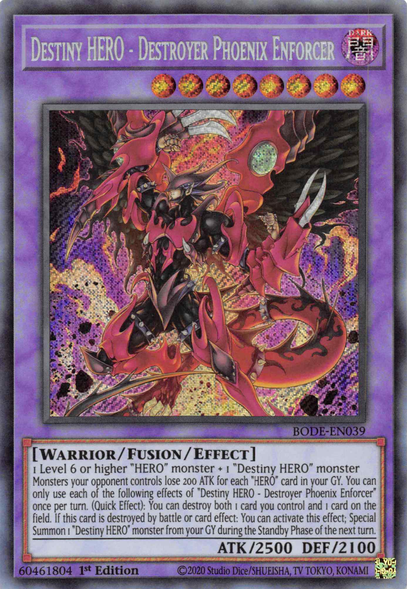 Destiny HERO - Destroyer Phoenix Enforcer [BODE-EN039] Secret Rare | Shuffle n Cut Hobbies & Games