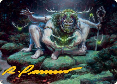 Myojin of Towering Might Art Card (Gold-Stamped Signature) [Kamigawa: Neon Dynasty Art Series] | Shuffle n Cut Hobbies & Games