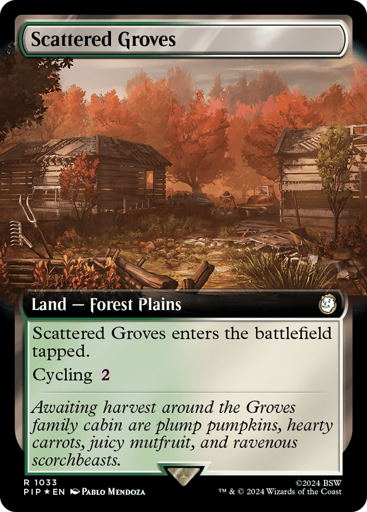 Scattered Groves (Extended Art) (Surge Foil) [Fallout] | Shuffle n Cut Hobbies & Games