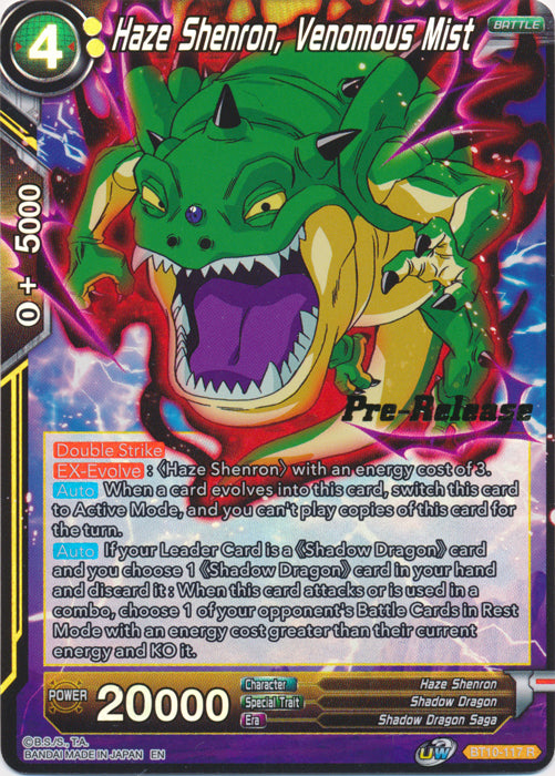 Haze Shenron, Venomous Mist (BT10-117) [Rise of the Unison Warrior Prerelease Promos] | Shuffle n Cut Hobbies & Games