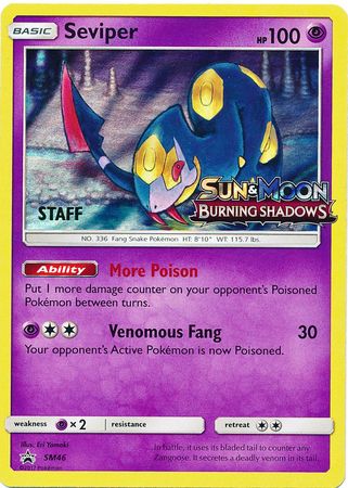 Seviper (SM46) (Staff Prerelease Promo) [Sun & Moon: Black Star Promos] | Shuffle n Cut Hobbies & Games