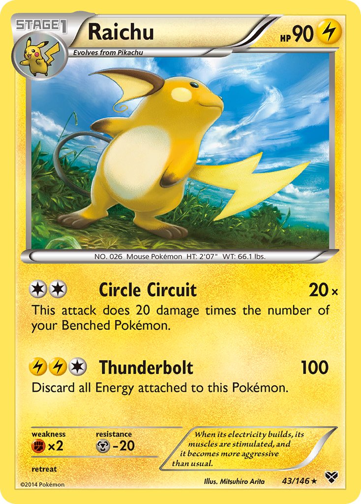 Raichu (43/146) (Battle Arena Deck Exclusive) (Theme Deck Exclusive) [XY: Base Set] | Shuffle n Cut Hobbies & Games