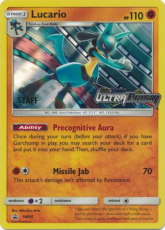 Lucario (SM95) (Staff Prerelease Promo) [Sun & Moon: Black Star Promos] | Shuffle n Cut Hobbies & Games