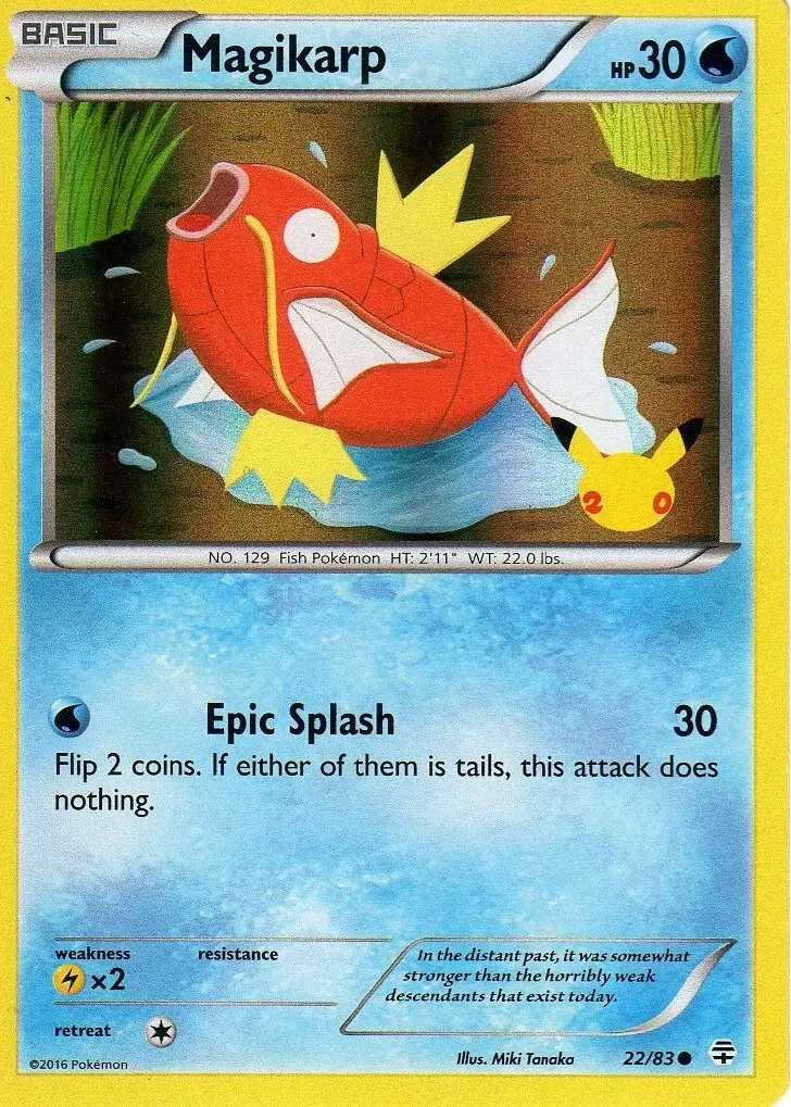 Magikarp (22/83) (20th Anniversary Stamp) [XY: Generations] | Shuffle n Cut Hobbies & Games