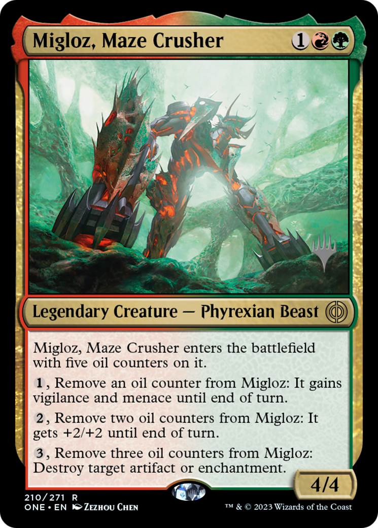 Migloz, Maze Crusher (Promo Pack) [Phyrexia: All Will Be One Promos] | Shuffle n Cut Hobbies & Games