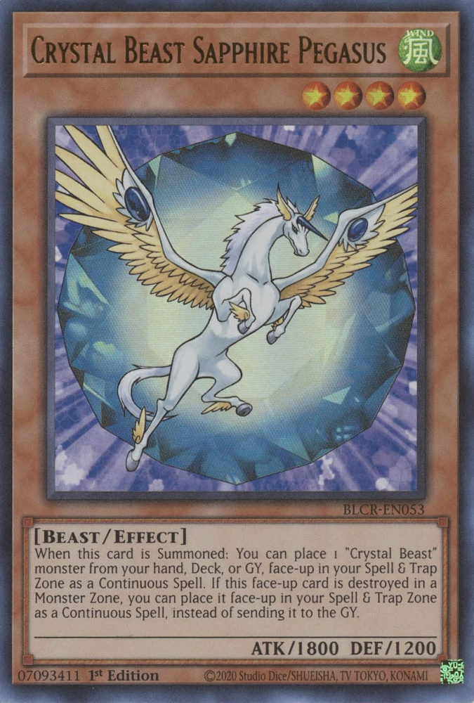 Crystal Beast Sapphire Pegasus [BLCR-EN053] Ultra Rare | Shuffle n Cut Hobbies & Games