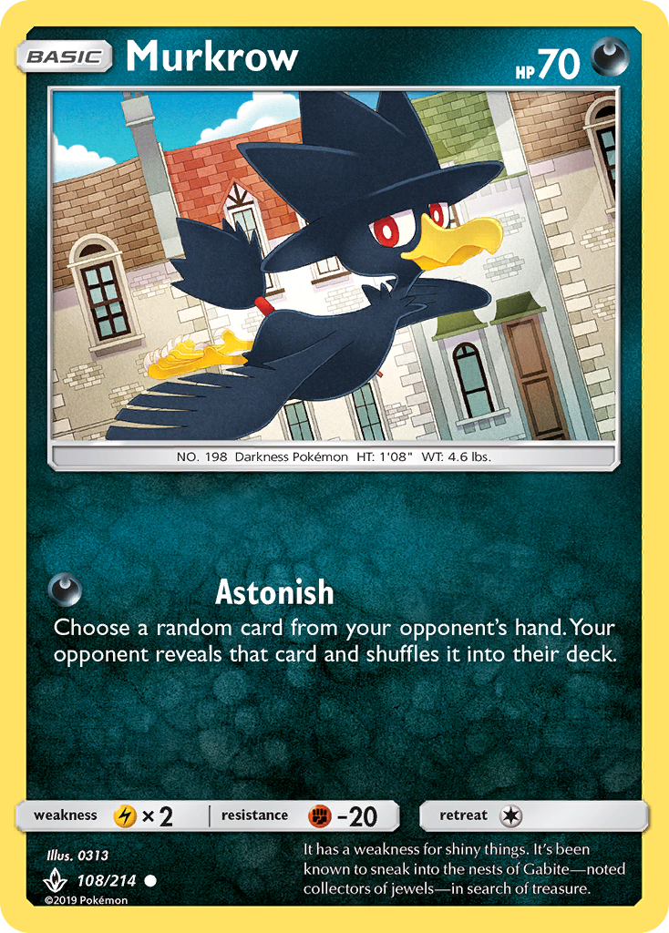 Murkrow (108/214) [Sun & Moon: Unbroken Bonds] | Shuffle n Cut Hobbies & Games