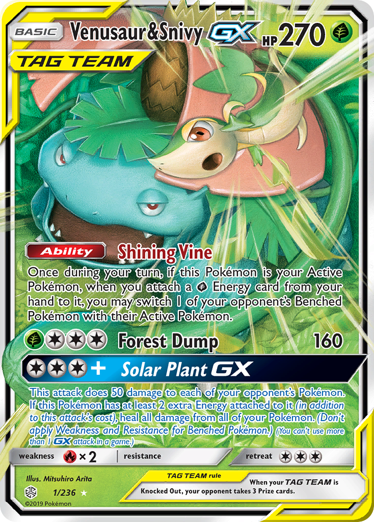 Venusaur & Snivy GX (1/236) [Sun & Moon: Cosmic Eclipse] | Shuffle n Cut Hobbies & Games