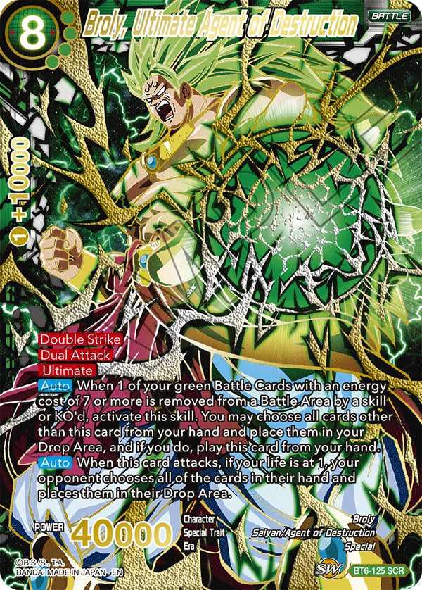 Broly, Ultimate Agent of Destruction (SCR) (BT6-125) [5th Anniversary Set] | Shuffle n Cut Hobbies & Games