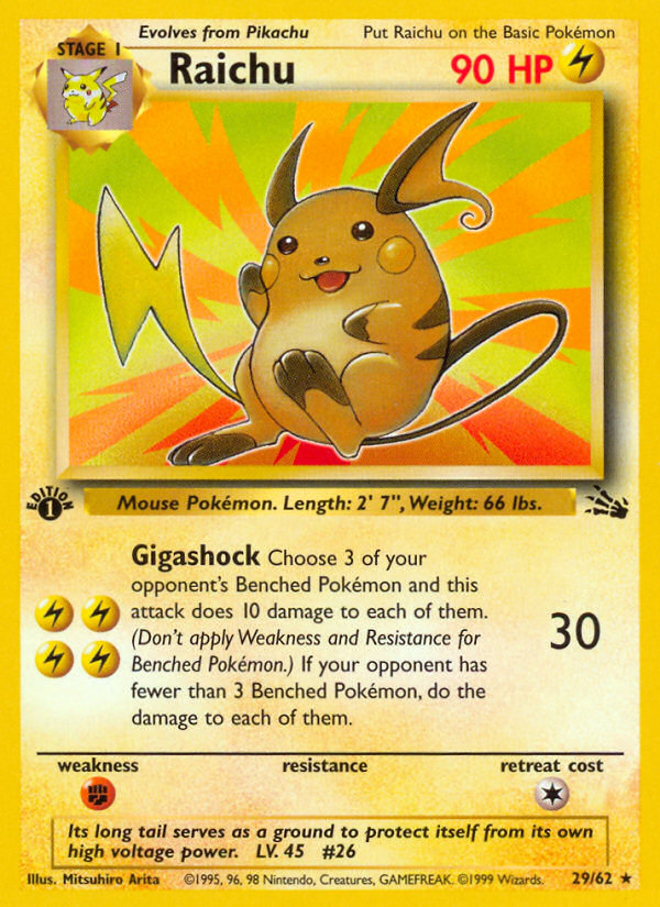 Raichu (29/62) [Fossil 1st Edition] | Shuffle n Cut Hobbies & Games