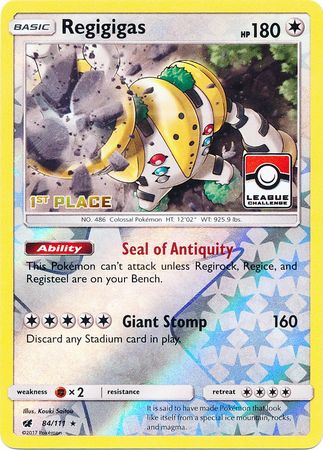 Regigigas (84/111) (League Promo 1st Place) [Sun & Moon: Crimson Invasion] | Shuffle n Cut Hobbies & Games
