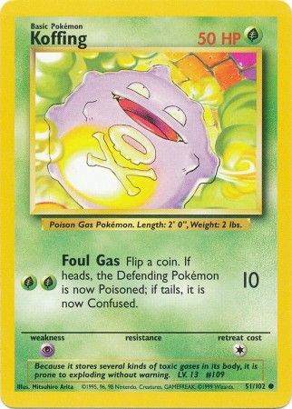 Koffing (51/102) [Base Set Unlimited] | Shuffle n Cut Hobbies & Games