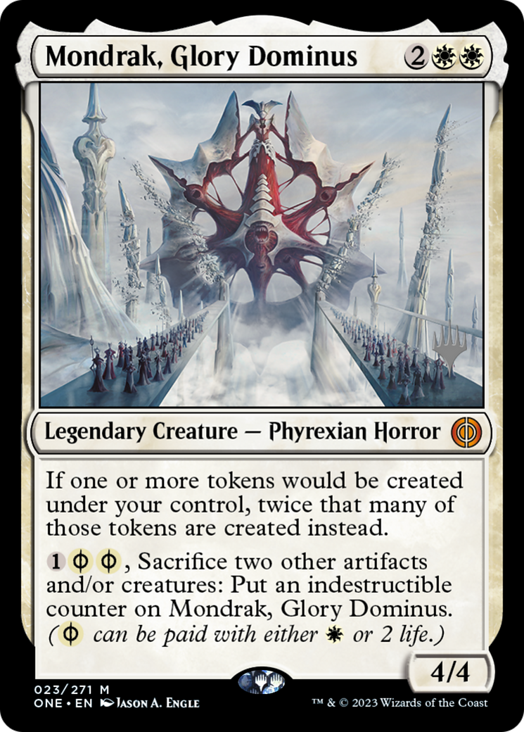 Mondrak, Glory Dominus (Promo Pack) [Phyrexia: All Will Be One Promos] | Shuffle n Cut Hobbies & Games