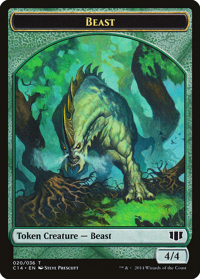 Elf Druid // Beast (020/036) Double-Sided Token [Commander 2014 Tokens] | Shuffle n Cut Hobbies & Games