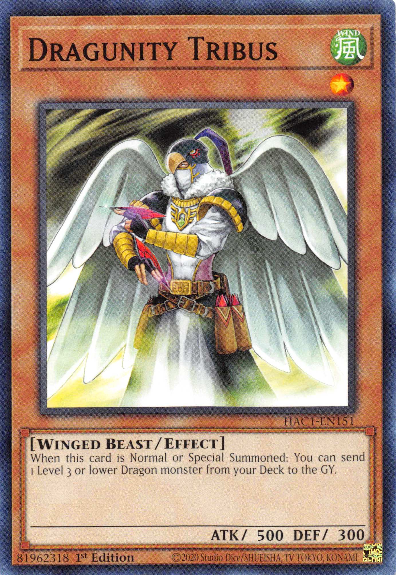 Dragunity Tribus [HAC1-EN151] Common | Shuffle n Cut Hobbies & Games