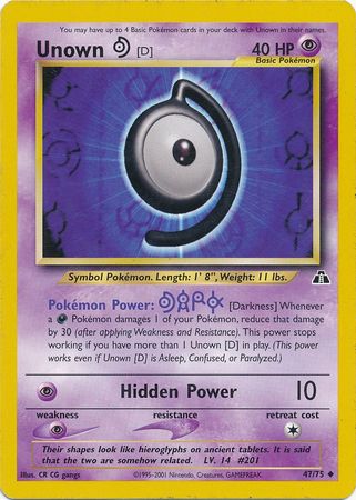 Unown [D] (47/75) [Neo Discovery Unlimited] | Shuffle n Cut Hobbies & Games