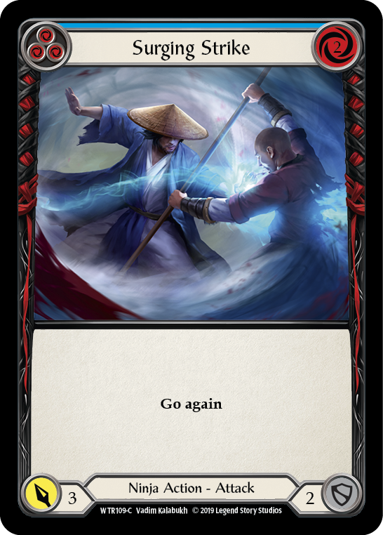 Surging Strike (Blue) [WTR109-C] Alpha Print Rainbow Foil | Shuffle n Cut Hobbies & Games
