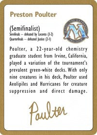 1996 Preston Poulter Biography Card [World Championship Decks] | Shuffle n Cut Hobbies & Games