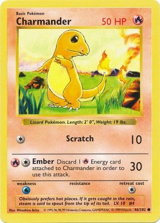 Charmander (46/102) [Base Set Shadowless Unlimited] | Shuffle n Cut Hobbies & Games