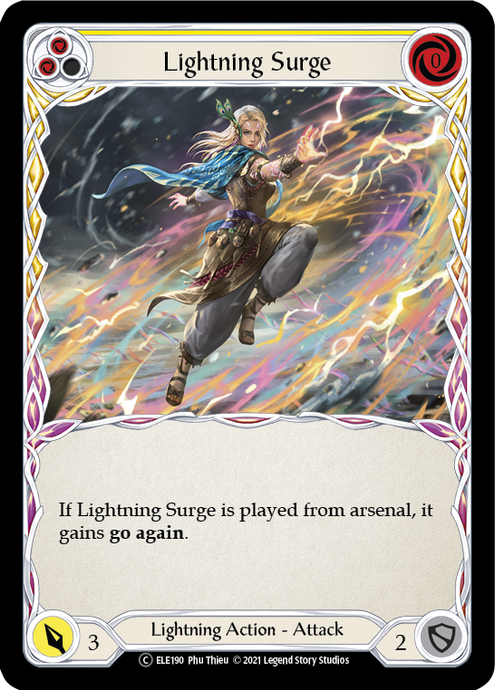 Lightning Surge (Yellow) [U-ELE190] Unlimited Rainbow Foil | Shuffle n Cut Hobbies & Games