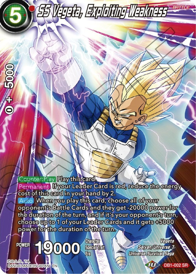 SS Vegeta, Exploiting Weakness (DB1-002) [Theme Selection: History of Vegeta] | Shuffle n Cut Hobbies & Games