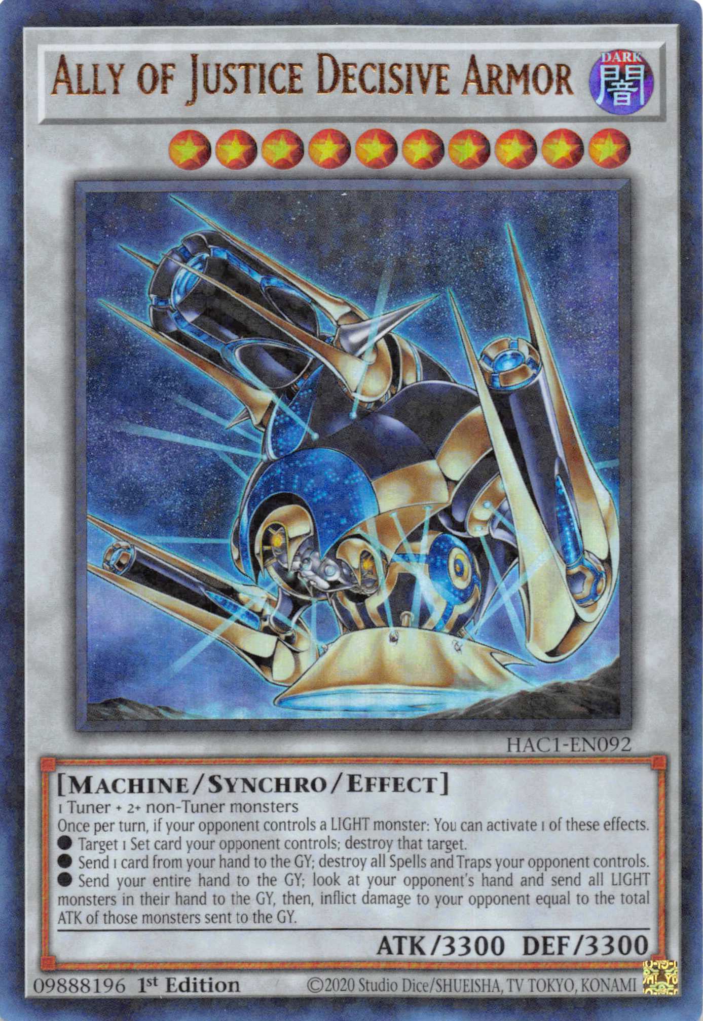 Ally of Justice Decisive Armor (Duel Terminal) [HAC1-EN092] Parallel Rare | Shuffle n Cut Hobbies & Games