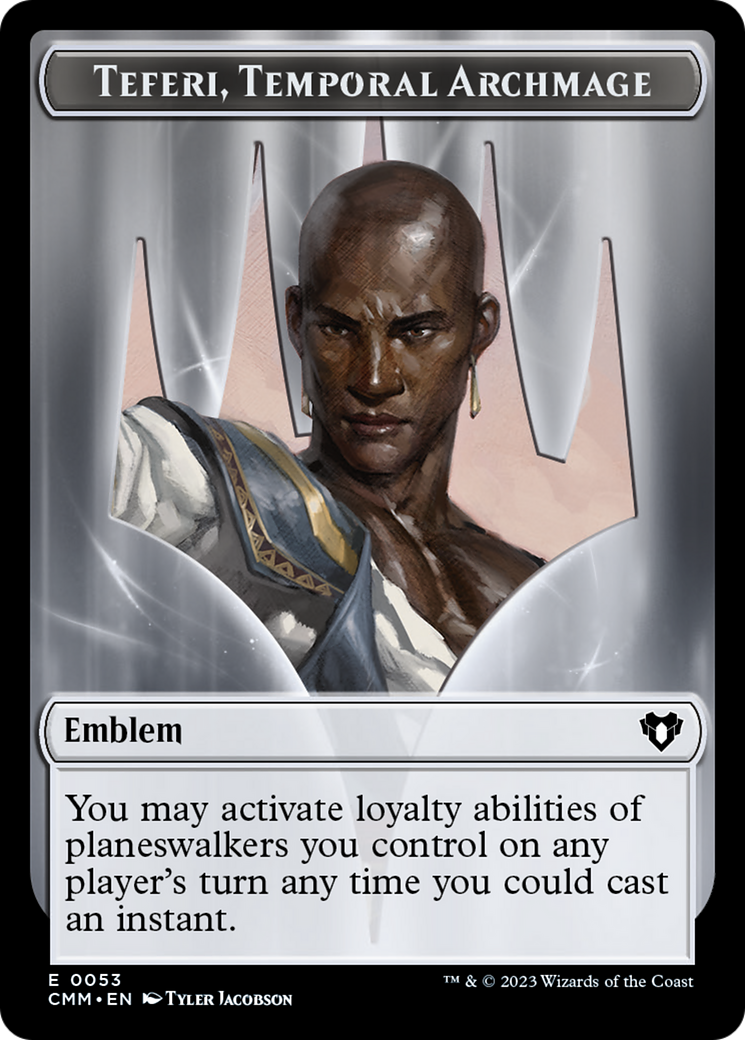 Clue // Emblem - Teferi, Temporal Archmage Double-Sided Token [Commander Masters Tokens] | Shuffle n Cut Hobbies & Games