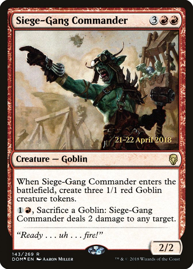 Siege-Gang Commander [Dominaria Prerelease Promos] | Shuffle n Cut Hobbies & Games