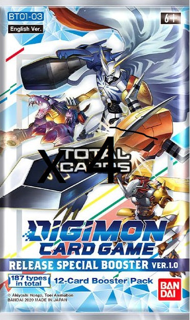 Digimon Card Game Release Special Booster Pack Ver.1.0 x 4 | Shuffle n Cut Hobbies & Games